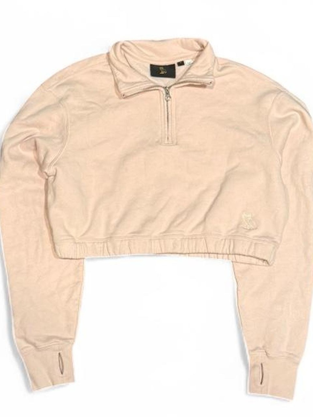 OVO Quarter Zip Pink Boxy Cropped Sweater
